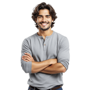 A man with long hair and a gray shirt png