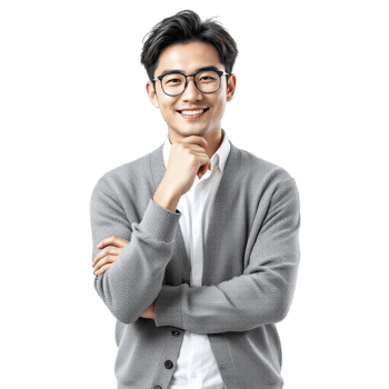 Portrait of young asian man with glasses and a smile png