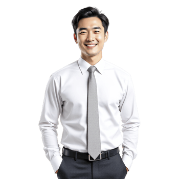 A man in a white shirt and tie standing png