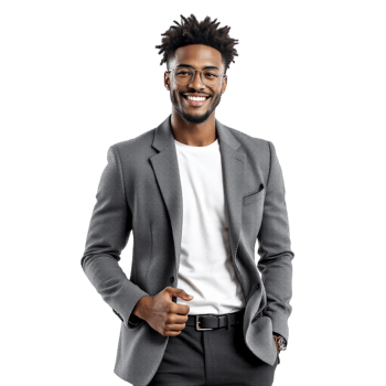 A smiling young man in a suit png