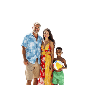 A family posing for a photo on the beach png