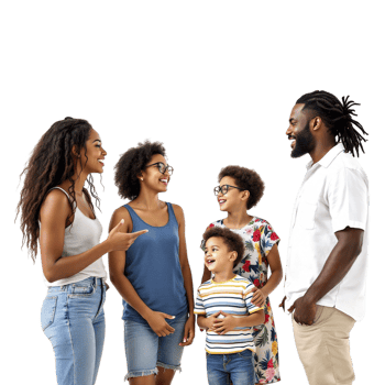 A family of four standing together png