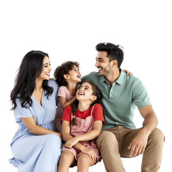 A family sitting on a bench together png