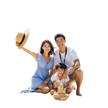 A family of three posing for a picture png