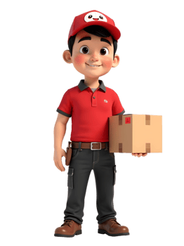 A cartoon delivery man holding a box png