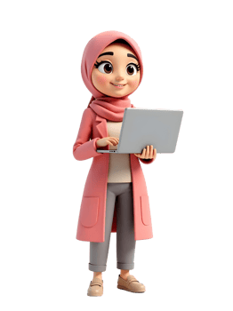 3d muslim woman with laptop png