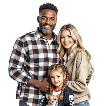A man and woman with their daughter and dog png