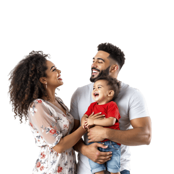 A young couple and their child are laughing png