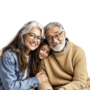 A smiling couple and a little girl png