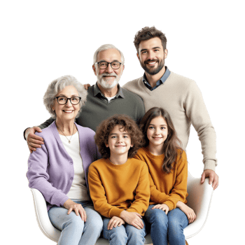 A family sitting on a chair with a child png