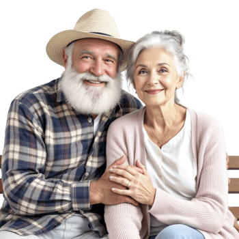 An older couple sitting on a bench png