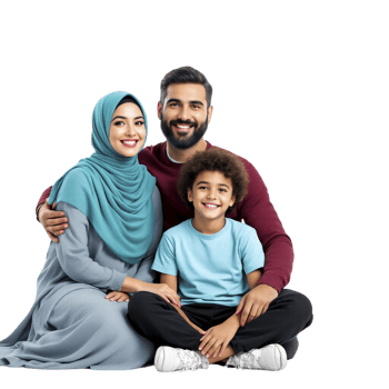 A family of muslims sitting on the floor png