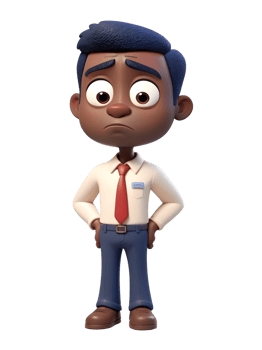 A cartoon black man in a tie and shirt png