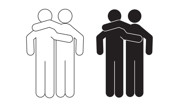 back view side hug Friends Icon set vector