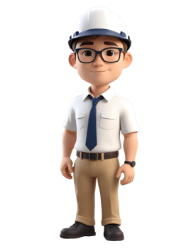 A cartoon character wearing glasses and a hard hat png