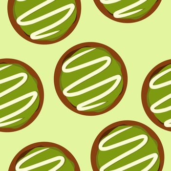A pattern of green and white cookies vector