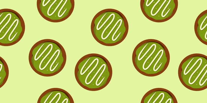 A pattern with green donuts macha vector