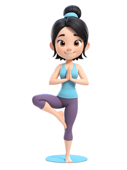 A cartoon girl doing yoga poses png