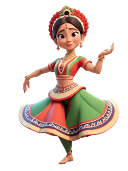 An animated character in indian dress dancing png