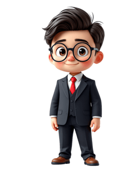 Cartoon character in suit and tie png