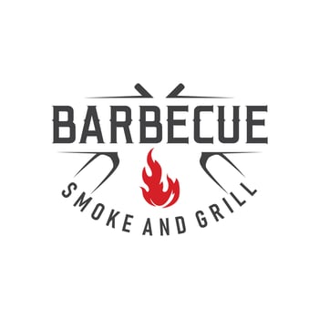 grilled design bbq logo with simple fire barbeque food template illustration vector