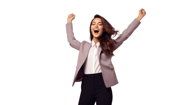 Successful Businesswoman Rejoicing Isolated on Transparent Background png