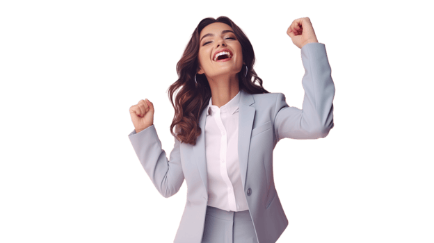 Successful Businesswoman Rejoicing on Transparent png