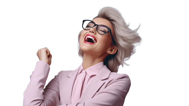 Excited Businesswoman Celebrating Isolated on Transparent Background png