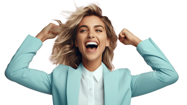 Excited Businesswoman Celebrating on Transparent Background png