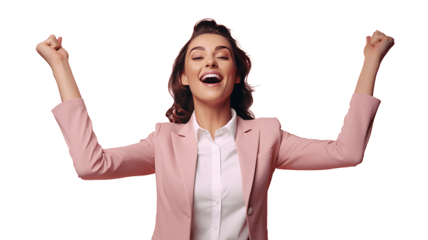Excited Businesswoman Celebrating on Transparent png