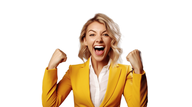 Cheering Businesswoman Posing on the Transparent Background png