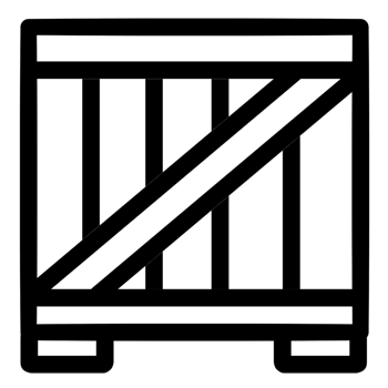 A black and white icon of a crate png
