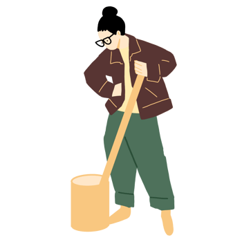 A man with a shovel and a bucket png