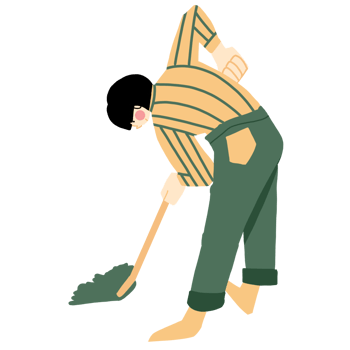 A man is sweeping the floor with a broom png