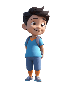 A cartoon boy with a backpack standing png