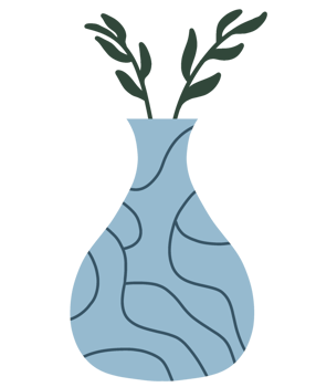 Blue vase with branch illustration png