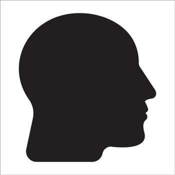 Human head profile icon. Black shadow, silhouette of a person's face, black and white avatar of a person. Head outline vector