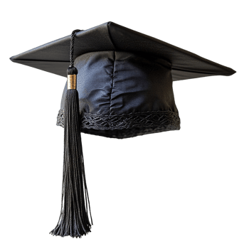 Academic Mortarboard Cap with Gold and Black Tassel Isolated on Transparent Background png