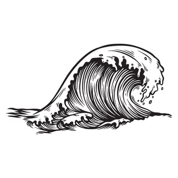Vintage Black and White Wave Illustration vector