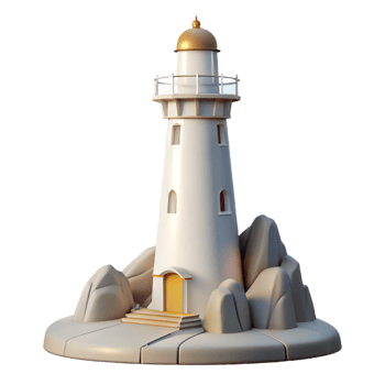 vibrant rustic Tall White Lighthouse on a authentic png