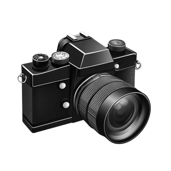 Vintage black camera with silver details png