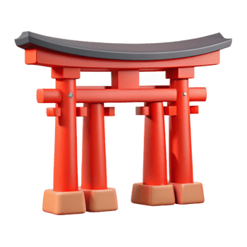 magnificent traditional A Shinto shrine, bright red torii gate, serene forest setting, peaceful, spiritual style detailed png