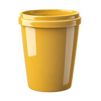 Vibrant Yellow Disposable Coffee Cup with Lid png