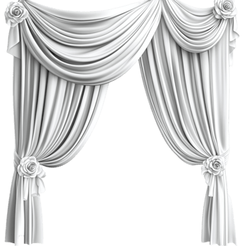 Luxurious Silver Drapes with Classic Curtain png