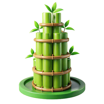 serene rustic Bamboo skyscraper, sustainable design, lush green facade, soft natural light, eco-friendly, genuine png