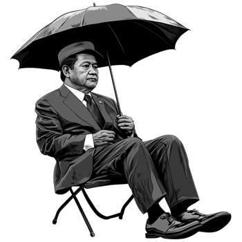 Classic Businessman Sitting with an Umbrella Vintage Gentleman png