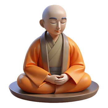 stunning classic A serene monk meditating, soft natural light filtering through a window, traditional Chinese painting style professional png