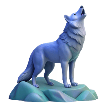 dramatic rustic A solitary wolf howling at the Northern Lights, painted in the style of a Romantic landscape, cool color palette high resolution png