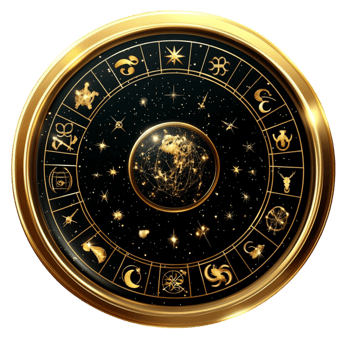 Golden Zodiac Horoscope Circle with Astrology Symbols png