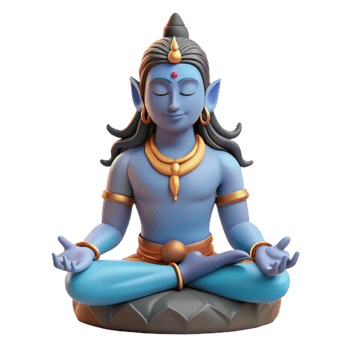 elegant modern Shiva, Hindu god of destruction, meditating in the Himalayas, serene atmosphere, spiritual art style premium png
